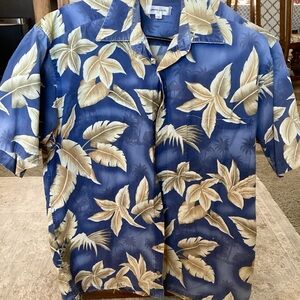 Pierre Cardin Blue and Cream Tropical Shirt